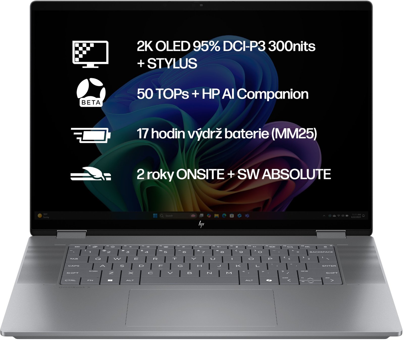 HP OmniBook X Flip AI 16-ar0001nc Meteor Silver