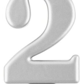 Narozeninová svíčka na dort - 2 - metalická stříbrná - 8 cm