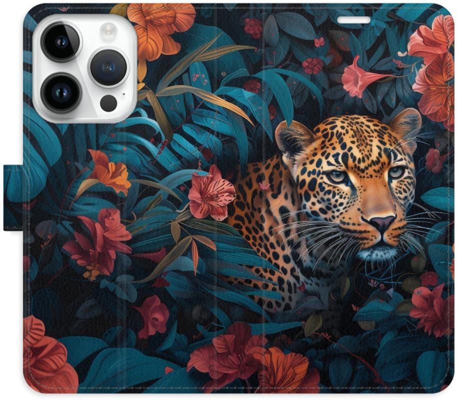 iSaprio Flip pouzdro Flower Jaguar 02 pro iPhone 15 Pro