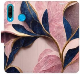 iSaprio flip pouzdro Pink Leaves pro Huawei P30 Lite