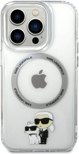 Karl Lagerfeld IML Karl and Choupette NFT MagSafe Zadní Kryt pro iPhone 15 Pro Transparent
