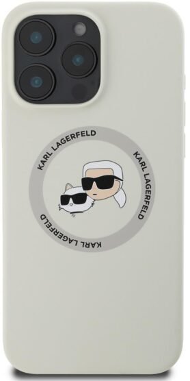 Karl Lagerfeld Liquid Silicone K&CH Heads MagSafe Zadní Kryt pro iPhone 16 Pro Max Beige