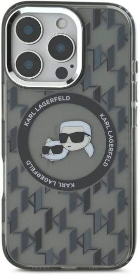 Karl Lagerfeld IML Monogram K&CH Heads MagSafe Zadní Kryt pro iPhone 16 Pro Max Black