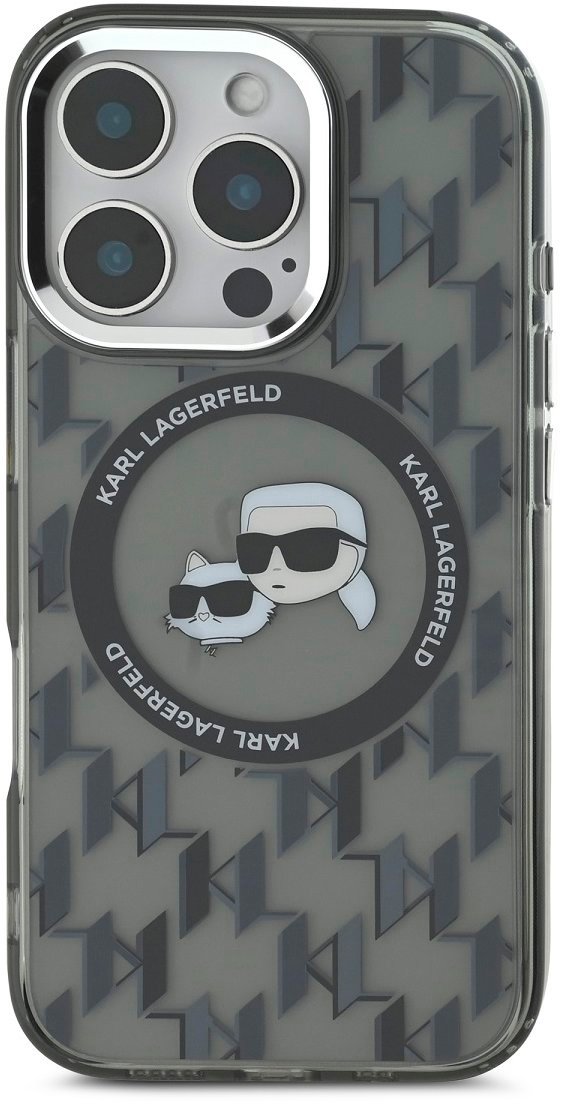 Karl Lagerfeld IML Monogram K&CH Heads MagSafe Zadní Kryt pro iPhone 16 Pro Max Black