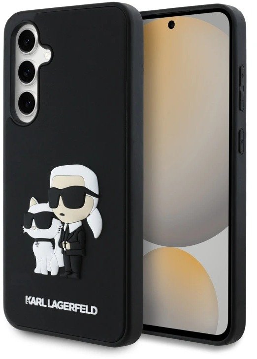 Karl Lagerfeld 3D Rubber Karl and Choupette Zadní Kryt pro Samsung Galaxy S24 FE Black