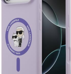 Karl Lagerfeld Liquid Silicone Karl and Choupette MagSafe Zadní Kryt pro iPhone Air Purple