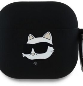 Karl Lagerfeld 3D Logo NFT Choupette Head Silikonové Pouzdro pro AirPods 4 Black