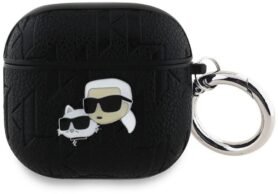 Karl Lagerfeld PU Embossed Karl and Choupette Heads Pouzdro pro AirPods 4 Black