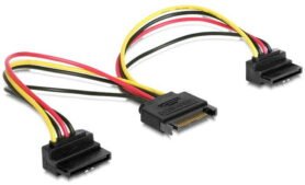 Gembird Cableexpert SATA napájecí na 2x SATA 90°, rozdvojka, 0.15m