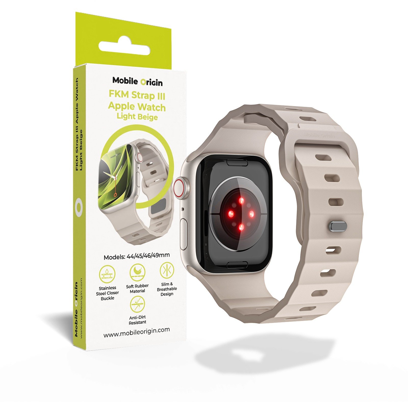 FKM Řemínek III pro Apple Watch 44 / 45 / 46 / 49 mm – Světle béžová