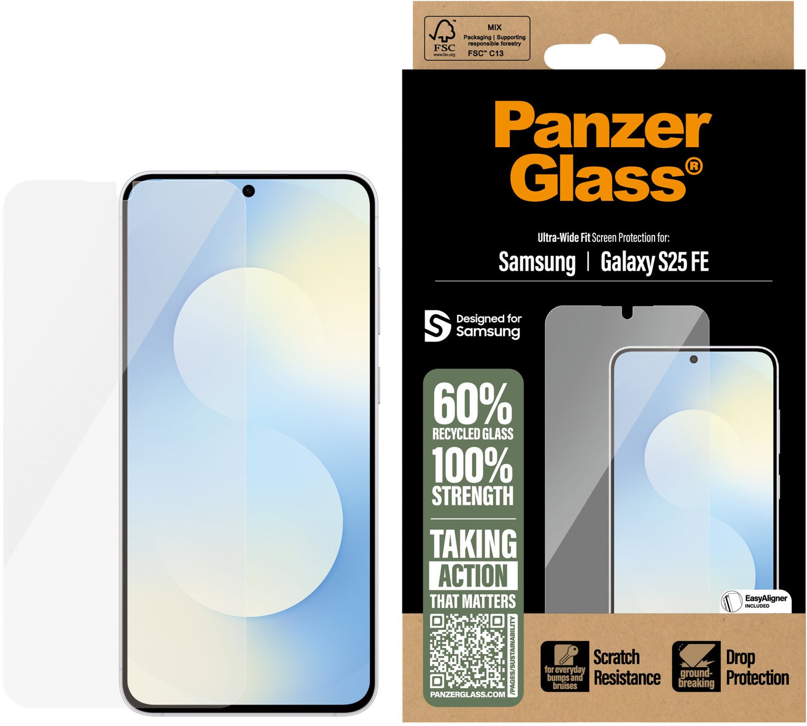 PanzerGlass Samsung Galaxy S25 FE s instalačním rámečkem