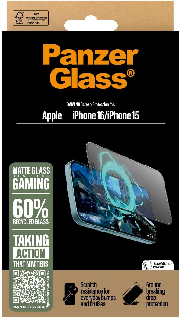 PanzerGlass Gaming Apple iPhone 16/15 s instalačním rámečkem