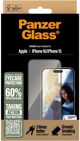 PanzerGlass EyeCare Apple iPhone 16/15 s instalačním rámečkem