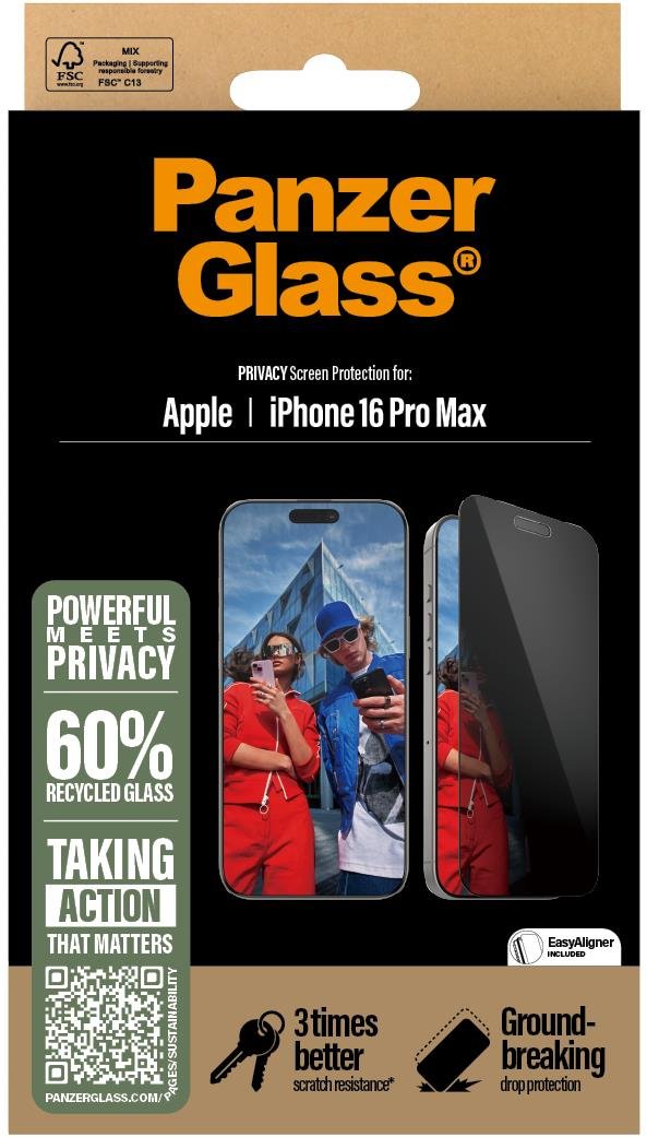 PanzerGlass Privacy Apple iPhone 16 Pro Max s instalačním rámečkem