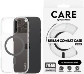 PanzerGlass CARE kryt Apple iPhone 16 Pro MagSafe Combat čirý/černý + záruka proti žloutnutí