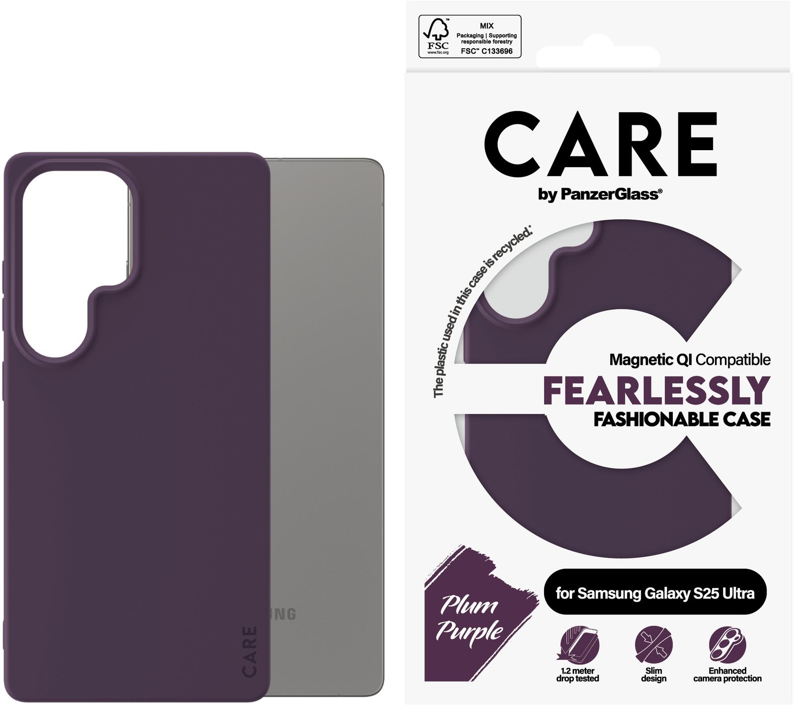 PanzerGlass CARE kryt Samsung Galaxy S25 Ultra Fearlessly fialový (Plum Purple) QI