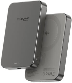 PanzerGlass Empower bezdrátová Qi2 powerbanka 10000 mAh, MagSafe, šedá, hlikové tělo
