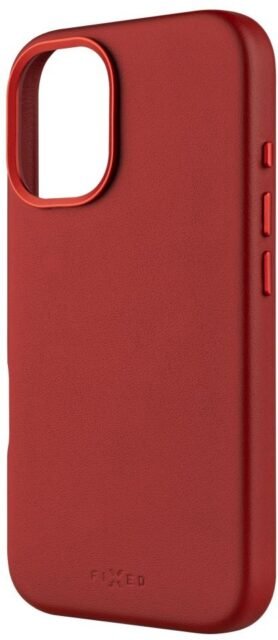 FIXED MagLeather s podporou MagSafe pro Apple iPhone 16 červený