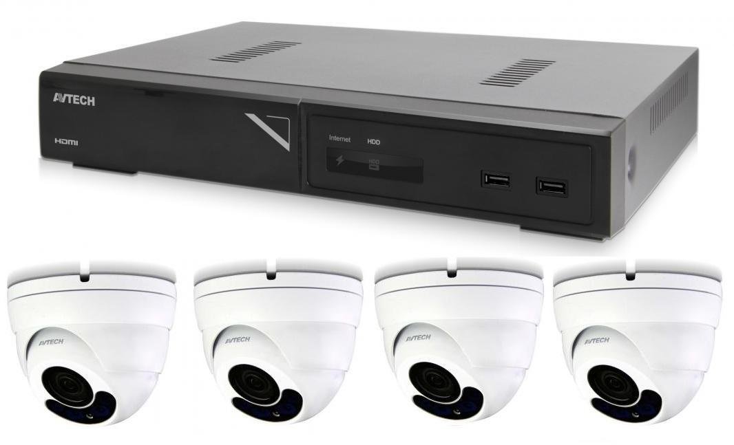 AVTECH set 1 × AVTECH NVR AVH1109 + 4 × 2MPX Motorzoom IP Dome kamera AVTECH DGM2443SVSE + 4 × Kabel