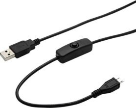 Raspberry Pi USB-A/USB-B napájecí kabel s vypínačem