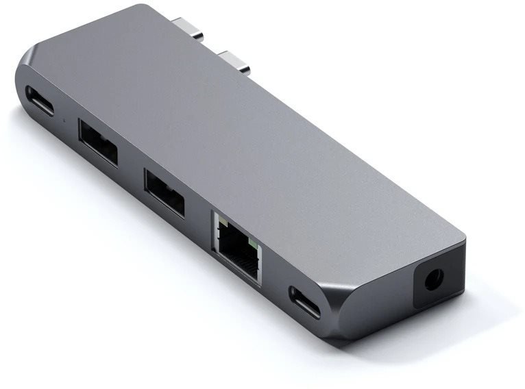 Satechi Aluminium Pro Hub Mini (1xUSB4 96W, 2 x USB-A 3.0, 1xEthernet, 2xUSB-C, 1xAudio) - Space Gre