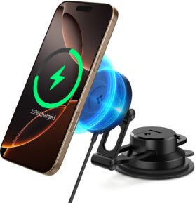 Spigen OneTap Pro 4 MagSafe Car Mount Charger Black Wireless Dashboard Windshield