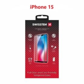Swissten 3D Full Glue pro Apple iPhone 15 černé