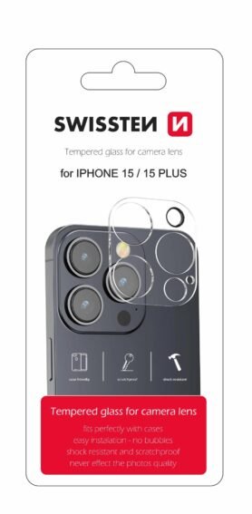 Swissten ochranné sklo na čočky fotoaparátu pro Apple iPhone 15 / 15 Plus
