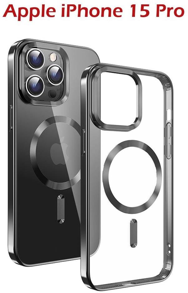 Swissten Clear Jelly MagStick Metallic pro iPhone 15 černé