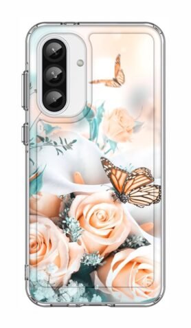 TopQ Kryt Image Samsung A56 pevný Růže s motýlem 138531
