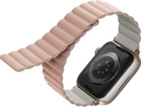 Uniq Revix Reversible Magnetic řemínek pro Apple Watch 38/40/41mm růžový/béžový