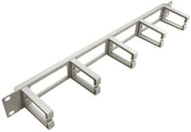 VALUE 19'' vyvazovací panel 1U, jednostranný, průchozí, 5× plastový třmen ''C'', šedý