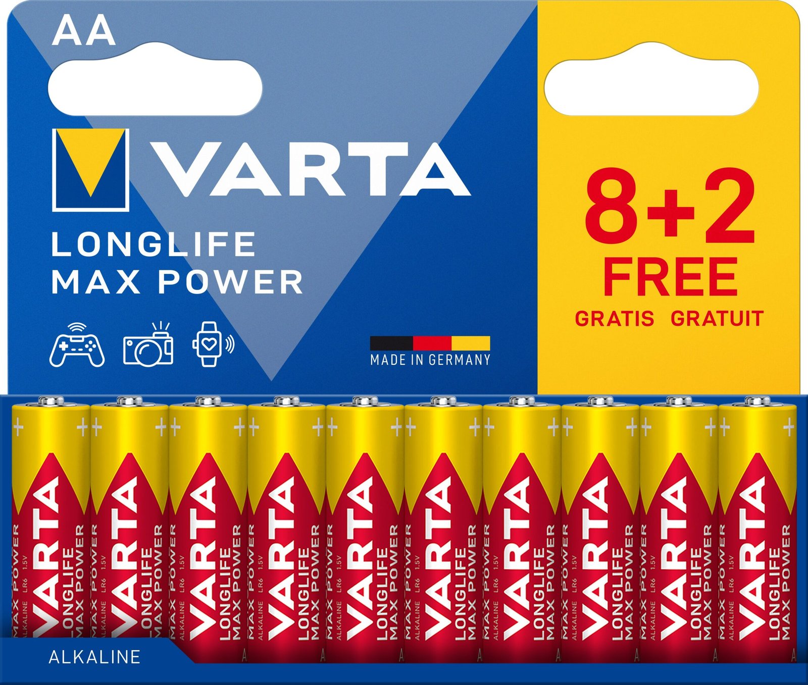VARTA Longlife Max Power 8+2 AA (Plastic free Double Blister)