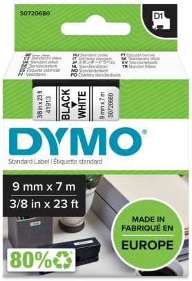 Dymo D1, 41913, S0720680, bílá/černá, 9 mm