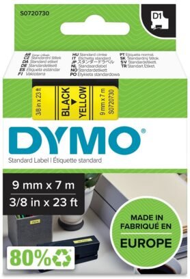 Dymo D1, S0720730, 9mm, žlutá/černá