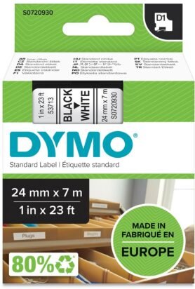 Dymo D1, 53713, S0720930, bílá/černá, 24mm