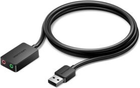 Vention 2-port USB External Sound Card 1M Black