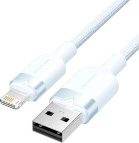 Vention USB 2.0 Type-A Male to Lightning Male 2.4A Cable 1M Blue Aluminum Alloy Type