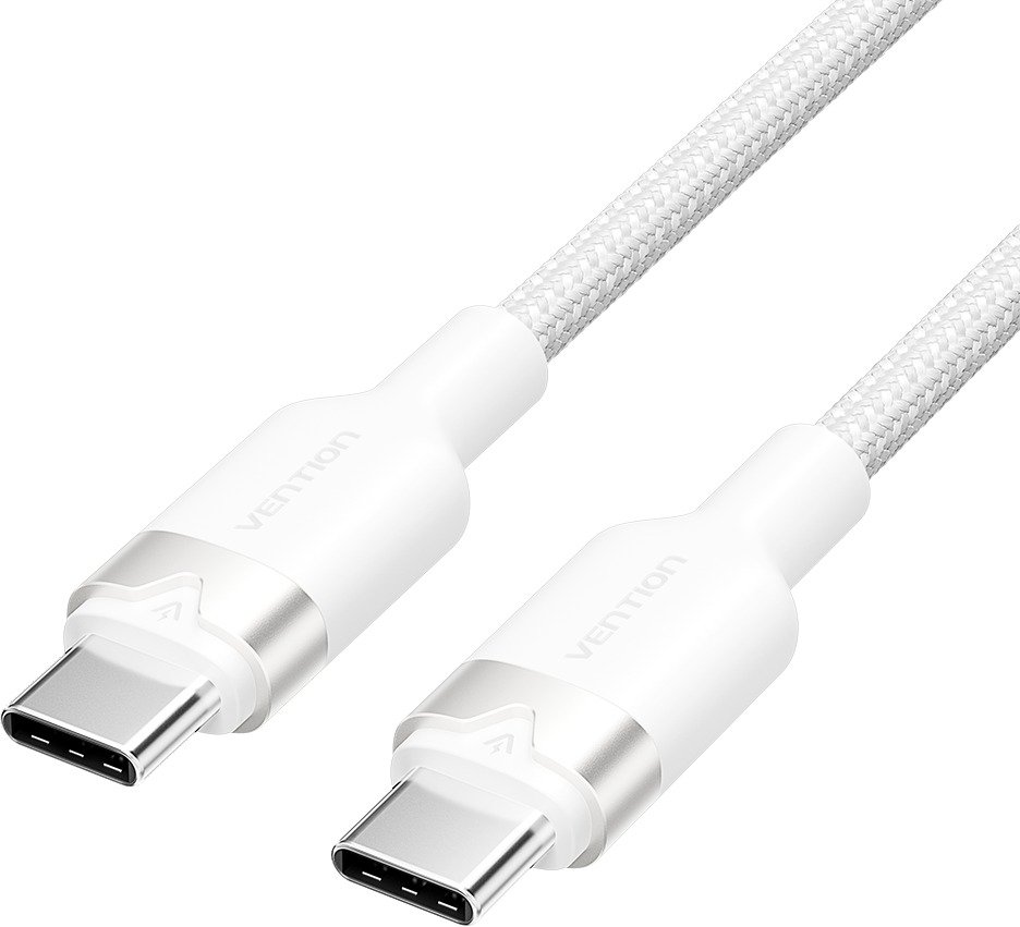 Vention USB 2.0 Type-C Male to Type-C Male 3A Cable 1M White Aluminum Alloy Type