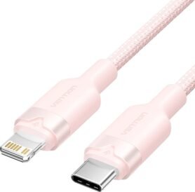 Vention USB 2.0 Type-C Male to Lightning Male 3A Cable 1M Pink Aluminum Alloy Type
