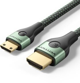 Vention Cotton Braided Ultra Thin HDMI-C Male to HDMI-A Male Cable 8K 2M Green Aluminum Alloy Type