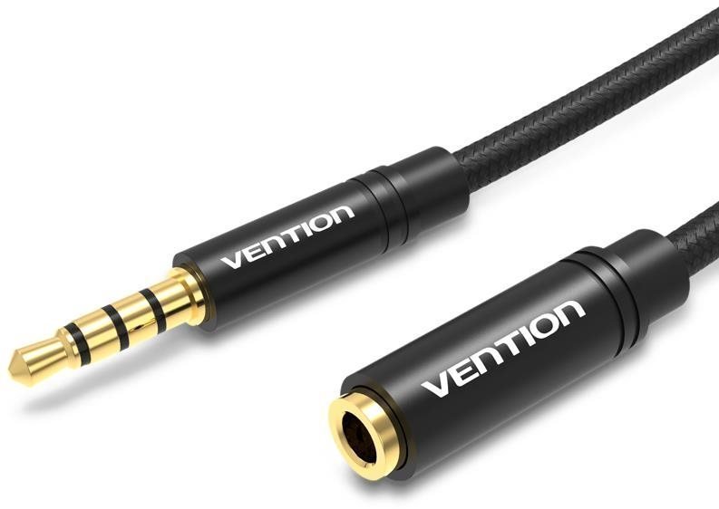 Vention Cotton Braided 3.5mm Audio Extension Cable 1m Black Metal Type
