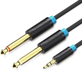 Vention 3.5mm Male to 2x 6.3mm Male Audio Cable 5m Black