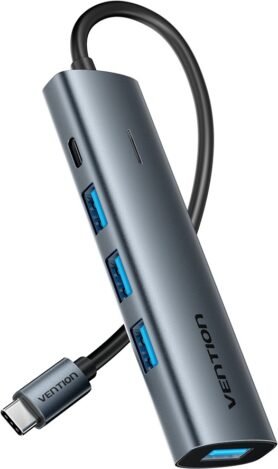 Vention USB-C to USB-C / 4x USB 3.0 Hub 0.15M Gray Aluminum Alloy Type