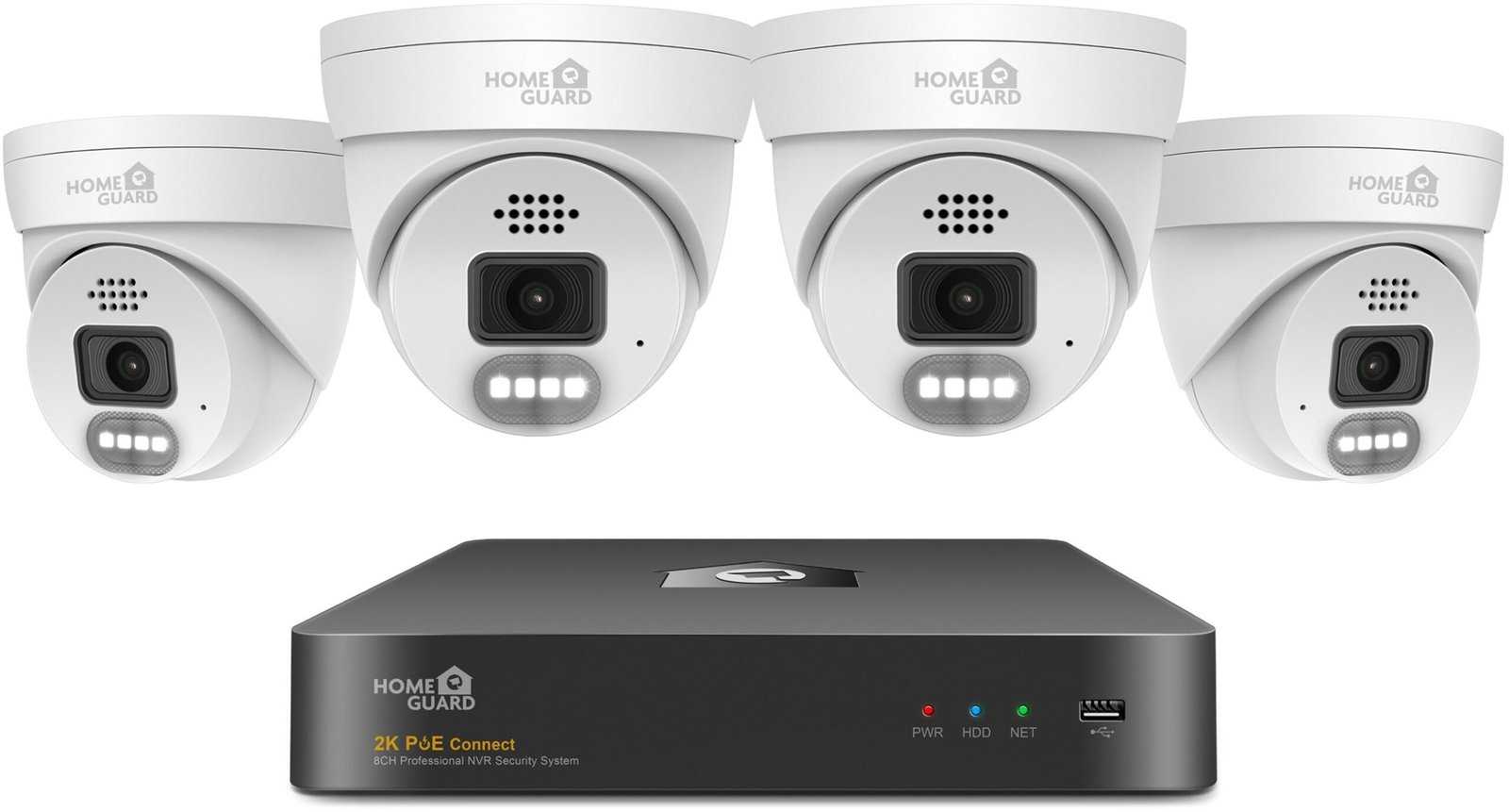 iGET HOMEGUARD HGNVK84804 Security PoE Outdoor Kit 2K (5 MPx) with LED light and sound