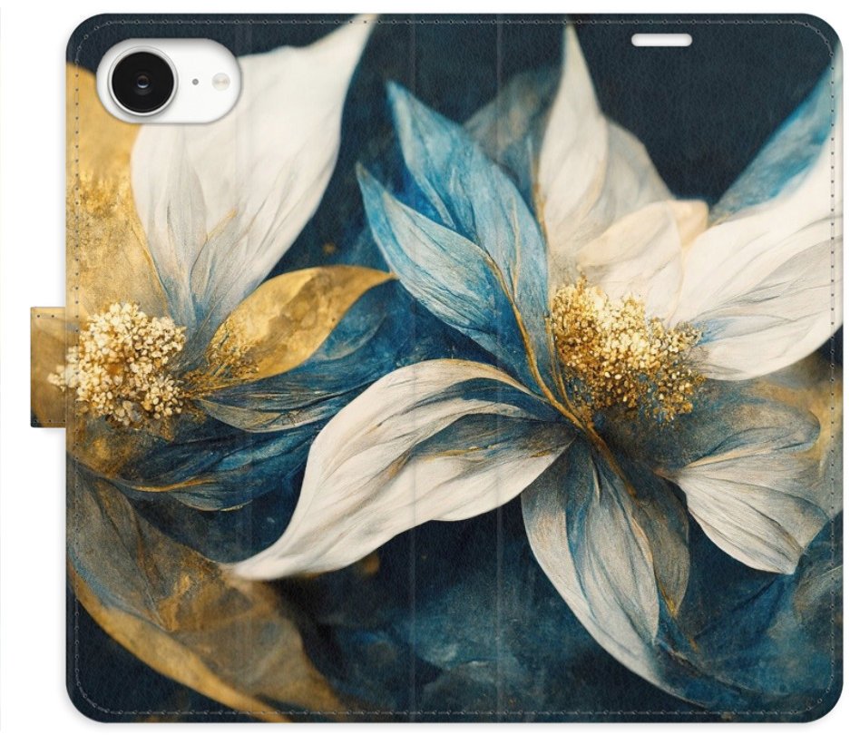 iSaprio Flip pouzdro Gold Flowers pro iPhone 16e