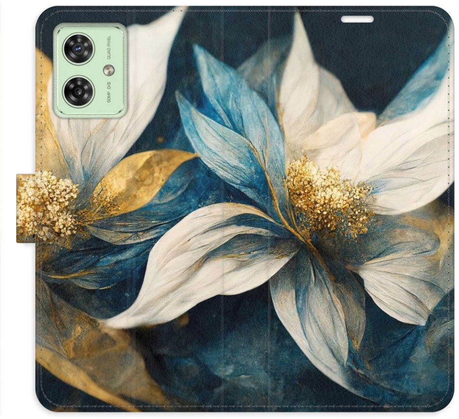 iSaprio Flip pouzdro Gold Flowers pro Motorola Moto G54 5G / G54 5G Power Edition