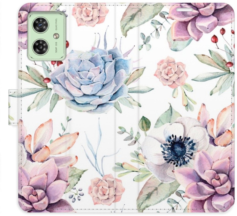 iSaprio Flip pouzdro Succulents Pattern pro Motorola Moto G54 5G / G54 5G Power Edition