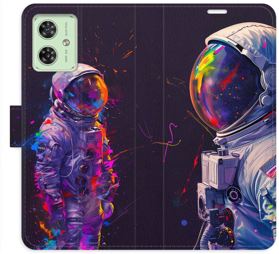 iSaprio Flip pouzdro Neon Astronaut 02 pro Motorola Moto G54 5G / G54 5G Power Edition