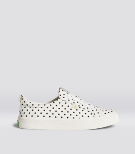 Cariuma OCA Low White Canvas Black Polka Dots Sneaker - White Polka Dots / Women 10.5 / Men 9